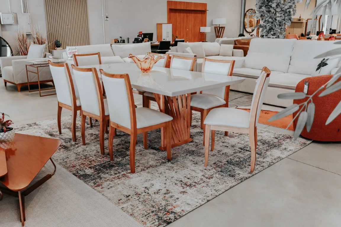 SALA DE JANTAR MAGNO COM 8 CADEIRAS AMBIENTADO CIELLO MÓVEIS LINHA VERDE CURITIBA PARANA